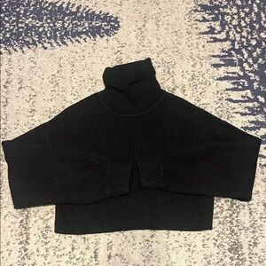 Black Cropped Turtleneck Sweater